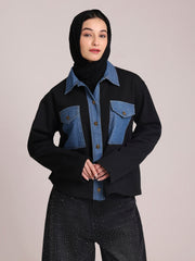 Fleece Denim Front Open Jacket for Women– Modest Winter Wear