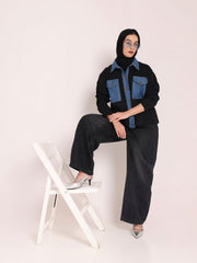 Fleece Denim Front Open Jacket for Women– Modest Winter Wear