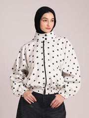 Polka Printed Jacket for Women – Winter Wear