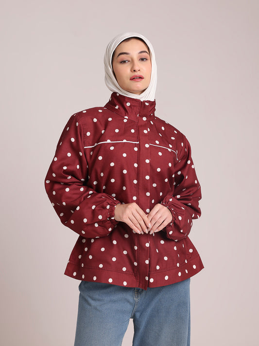 Polka Dot Printed Jacket for Women – Winter Wear