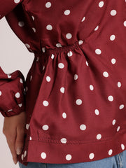 Polka Dot Printed Jacket for Women – Winter Wear
