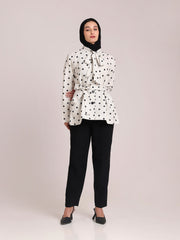 Polka Dot Printed Wrap-Tie Jacket for Women