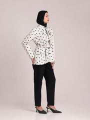 Polka Dot Printed Wrap-Tie Jacket for Women