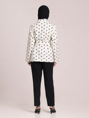 Polka Dot Printed Wrap-Tie Jacket for Women