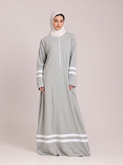 Grey Solid Jersey Abaya for Women – Modest Winter Wear