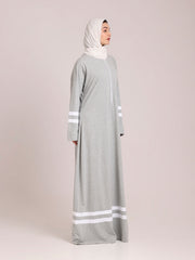 Grey Solid Jersey Abaya for Women – Modest Winter Wear