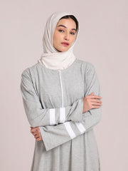 Grey Solid Jersey Abaya for Women – Modest Winter Wear
