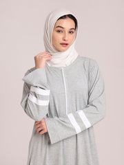Grey Solid Jersey Abaya for Women – Modest Winter Wear