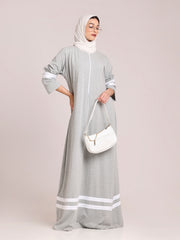 Grey Solid Jersey Abaya for Women – Modest Winter Wear