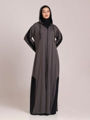 Front Open Jersey Hoodie Grey Abaya for Women – Modest Wear