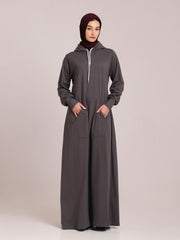 Grey Jersey Hoodie Abaya for Women – Modest Wear