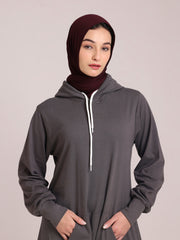 Grey Jersey Hoodie Abaya for Women – Modest Wear
