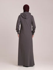 Grey Jersey Hoodie Abaya for Women – Modest Wear