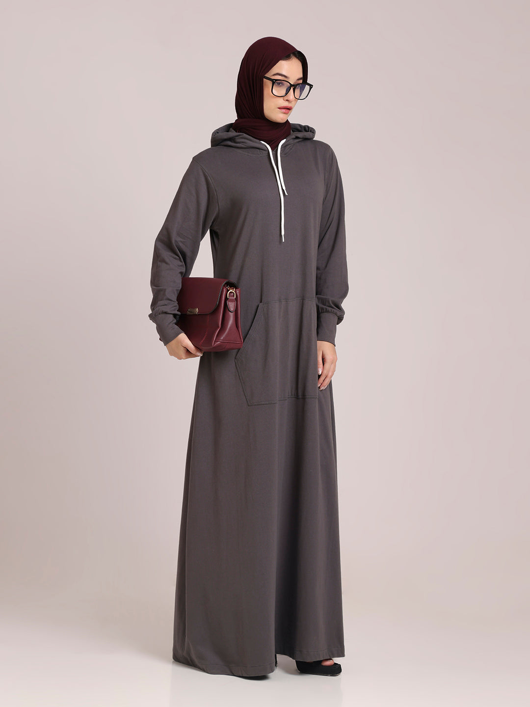 Grey Jersey Hoodie Abaya for Women – Modest Wear