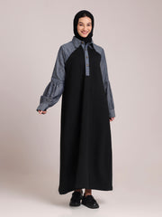 Fleece Denim Modest Winter Wear Dress for Women