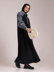 Fleece Denim Modest Winter Wear Dress for Women