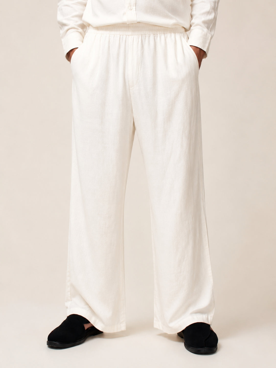 Off White Solid Farsi Pants for Men