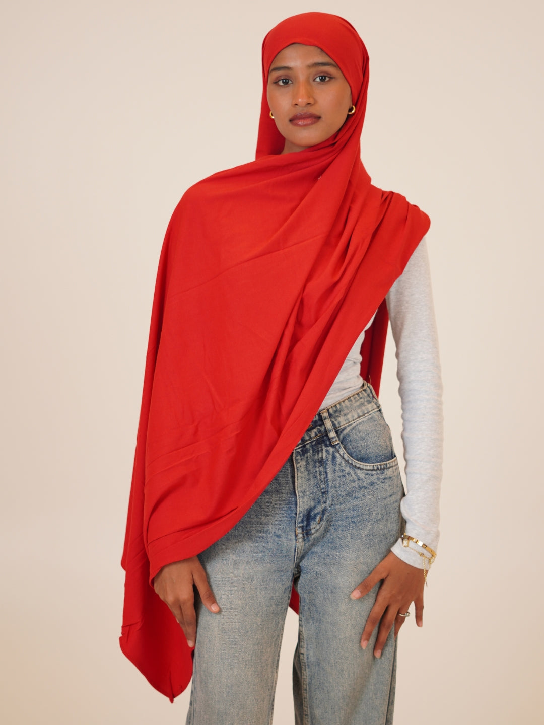 Orange Solid Viscose Jersey Hijab