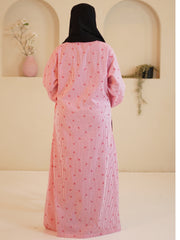 Modest Front Open Pink Striped Shirt Dress