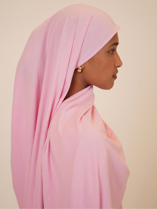 Pink Solid Viscose Jersey Hijab