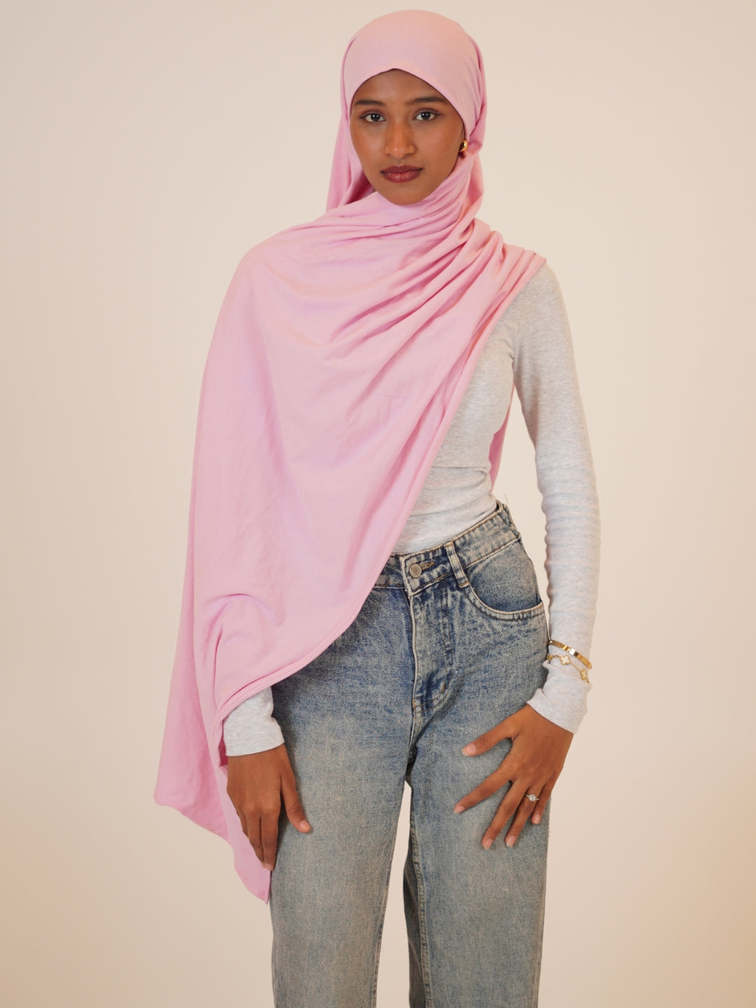Pink Solid Viscose Jersey Hijab