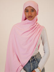 Pink Solid Viscose Jersey Hijab