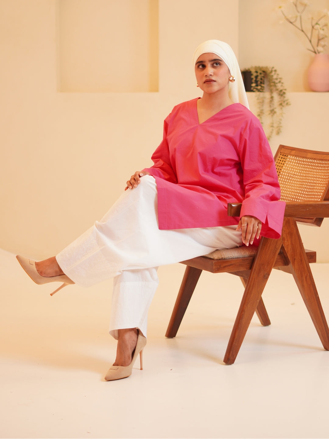 Modest Solid Pink Farsi Set for Women