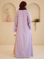 Modest Front Open Purple Striped Shirt Dress