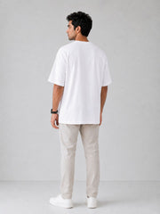 Men’s White" Peace" Printed Oversized T-Shirt