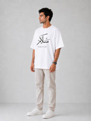 Men’s White" Peace" Printed Oversized T-Shirt