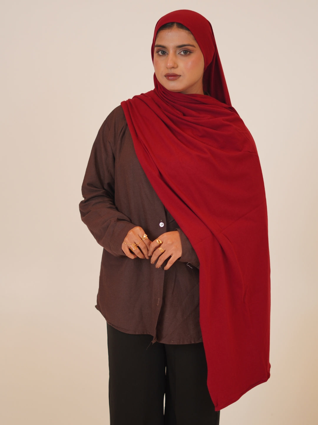 Red Solid Viscose Jersey Hijab