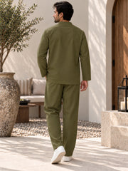 Men’s Green Linen Co-Ord Set – Casual Beach & Resort Wear