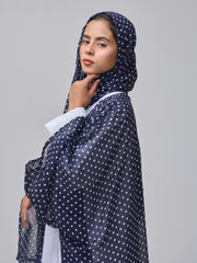 Polka Printed Modest Shrug Abaya with White Inner & Matching Hijab