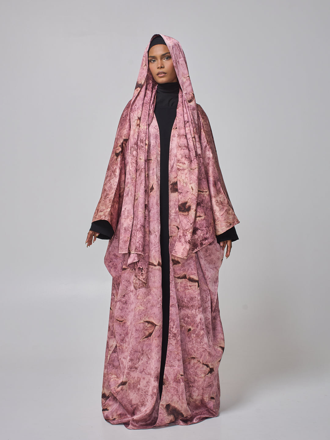 Modest 2 Piece Printed Shrug Abaya with Matching Hijab