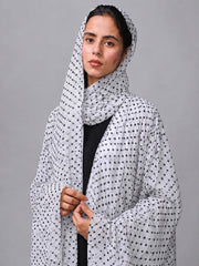 Polka Printed Modest Shrug Abaya with Black Inner & Matching Hijab