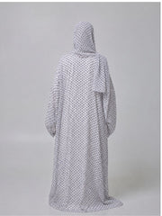 Polka Printed Modest Shrug Abaya with Black Inner & Matching Hijab