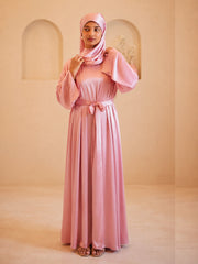Modest Pink Women’s Shrug Abaya with Matching Inner & Dupatta