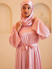 Modest Pink Women’s Shrug Abaya with Matching Inner & Dupatta
