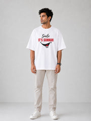 "Smile It’s Sunnah" Oversized Men's White T-Shirt