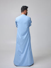 Men's Moroccan Embroidered Sky Blue Thobe