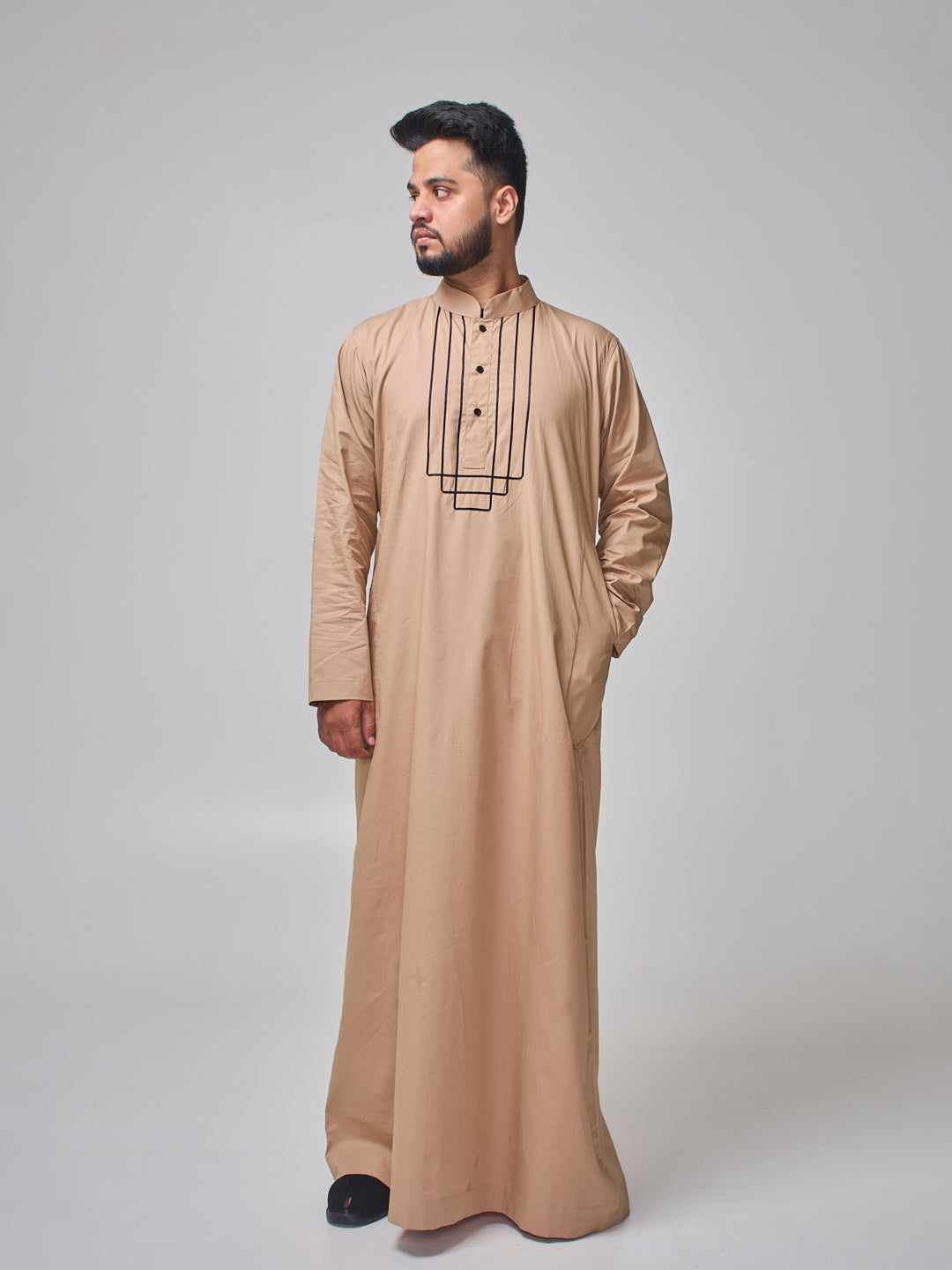 Beige Solid Arabic Thobe for Men