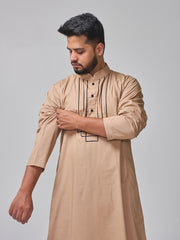 Beige Solid Arabic Thobe for Men