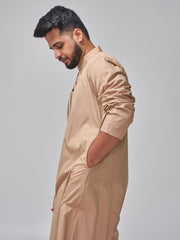 Beige Solid Arabic Thobe for Men