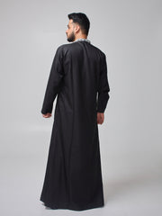 Men's Embroidered Black Arabic Thobe