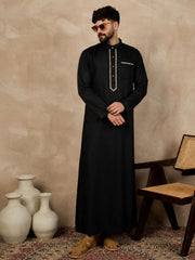 Black Embroidered Men's Thobe / Jubba