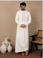 White Embroidered Men's Thobe / Jubba