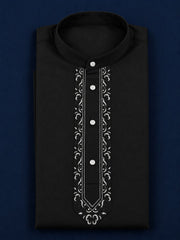Black Embroidered Men’s Arabic Thobe /Jubba