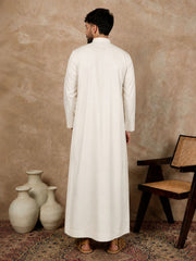 Off White Embroidered Men’s Arabic Thobe /Jubba
