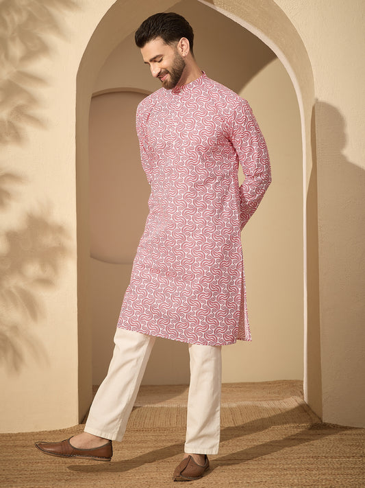 Pure Cotton Printed Kurta Pajama Set – Traditional Festive Wear