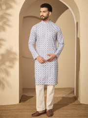Cotton Printed Kurta Pyjama Set for Men – Traditional Festive Wear